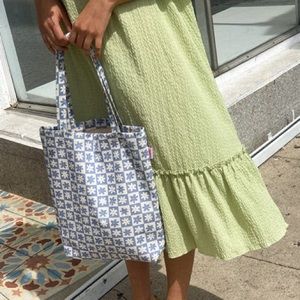 Lisa Says Gah Denim Shopper Tote Bag - Blue Daisy Check